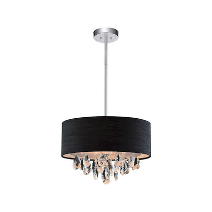 CWI Lighting Dash 3 Light Drum Shade Chandelier, Chrome/Black - 5443P14C-Black