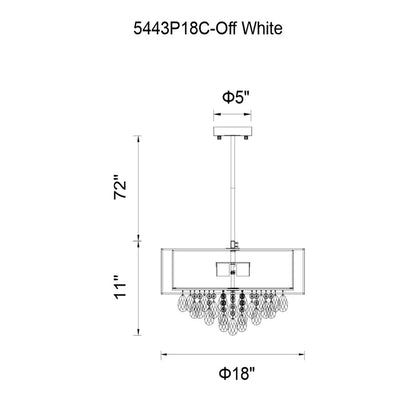 4 Light Drum Shade Chandelier, Chrome