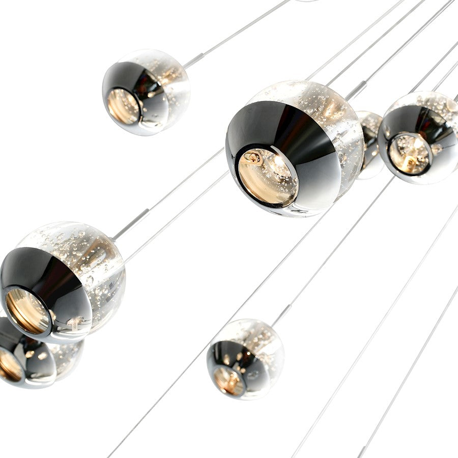 13 Light Multi Light Pendant, Chrome