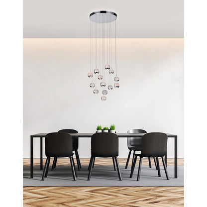 13 Light Multi Light Pendant, Chrome