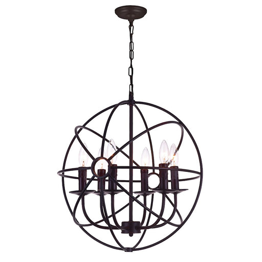 CWI Lighting Arza 6 Light Up Chandelier, Brown - 5464P18DB