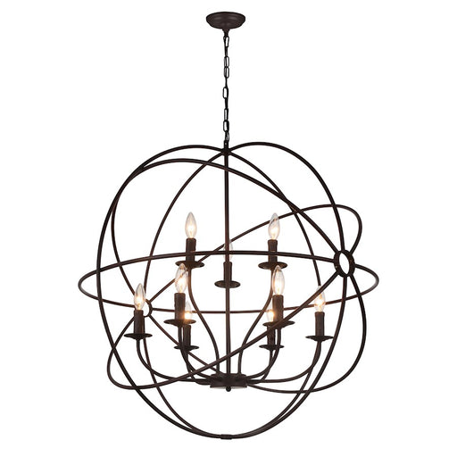 CWI Lighting Arza 9 Light Up Chandelier, Brown - 5464P32DB-9
