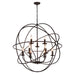 CWI Lighting Arza 9 Light Up Chandelier, Brown - 5464P32DB-9