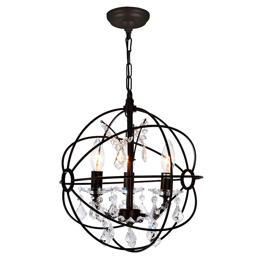 CWI Lighting Campechia 3 Light Up Mini Chandelier, Brown - 5465P13-DB-3