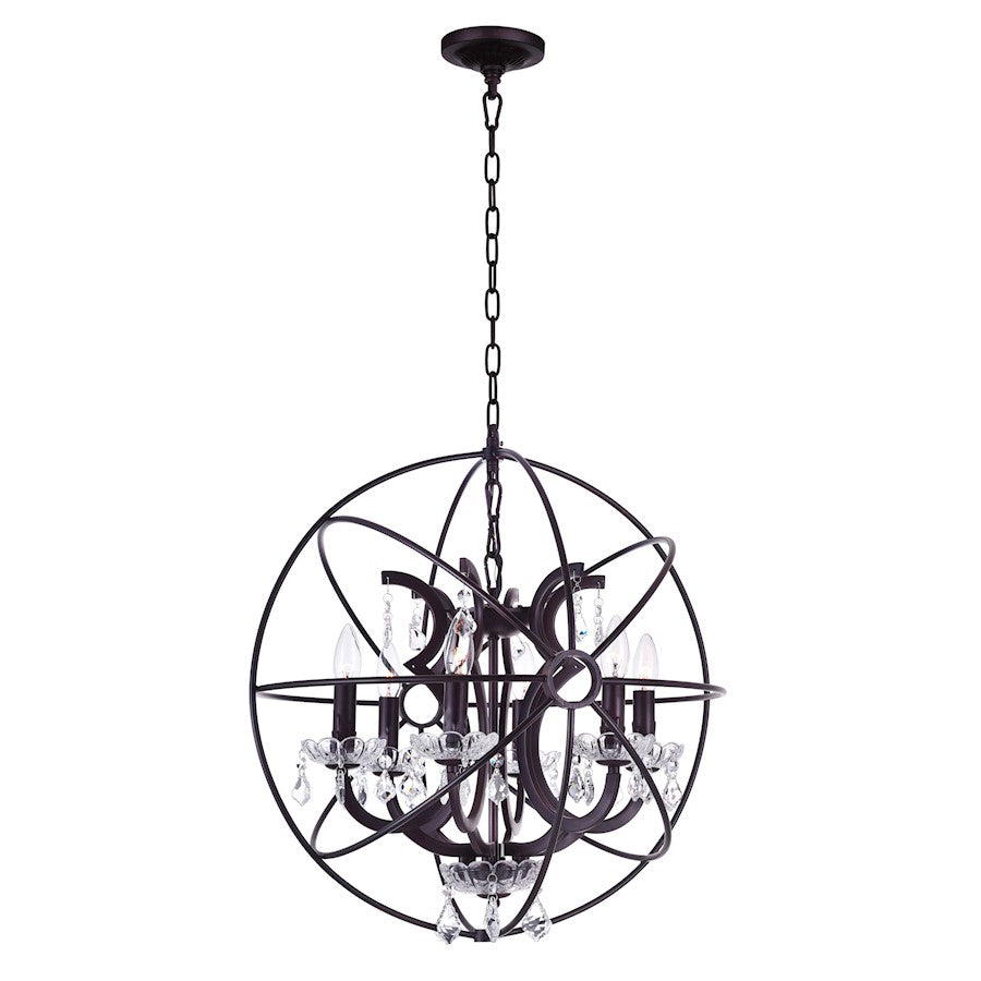 CWI Lighting Campechia 6 Light Up Chandelier, Brown - 5465P22DB