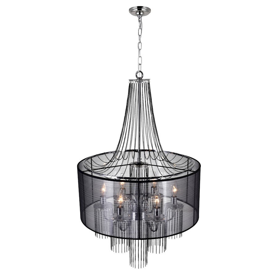 6 Light Drum Shade Chandelier, Chrome