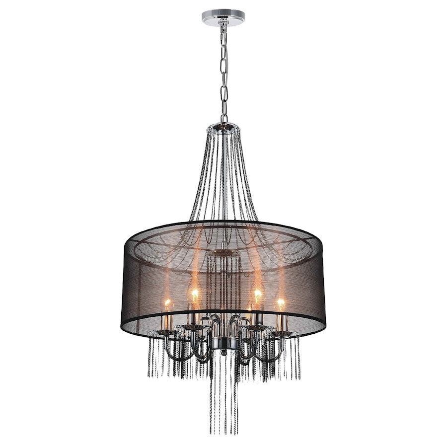 CWI Lighting Amelia 6 Light Drum Shade Chandelier, Chrome - 5475P20C-6Brown