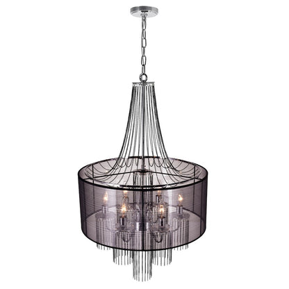 6 Light Drum Shade Chandelier, Chrome