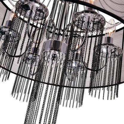 6 Light Drum Shade Chandelier, Chrome