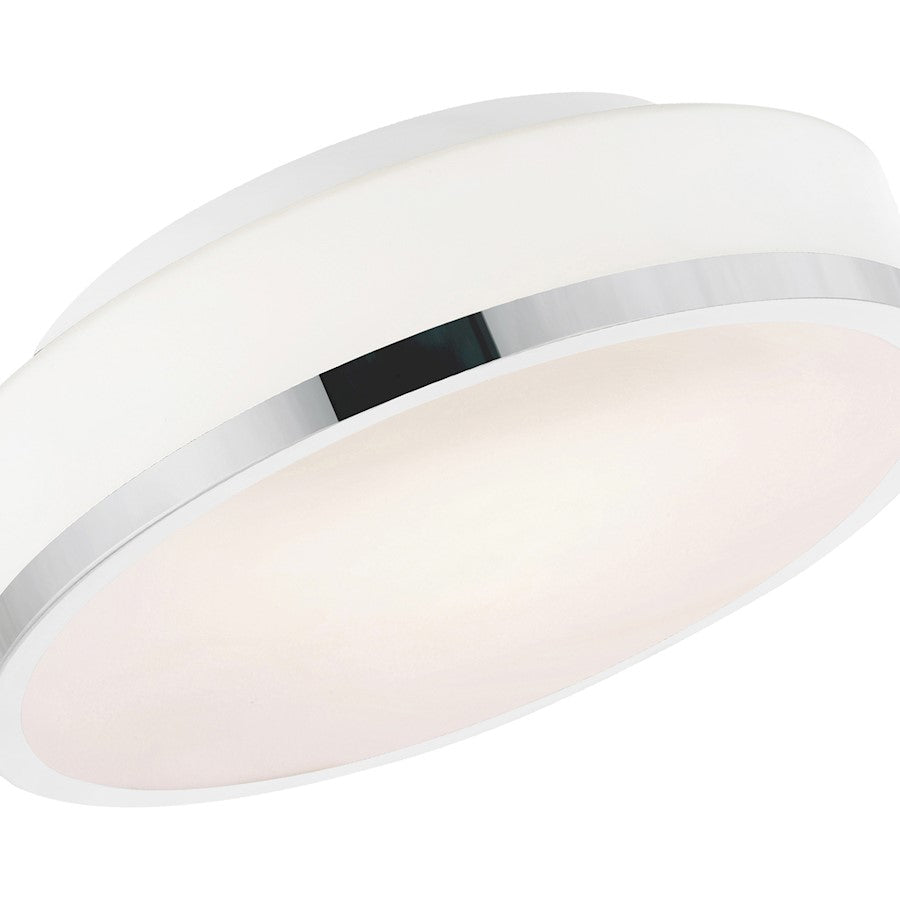 CWI Frosted 2 Light Drum Flush Mount, Satin Nickel/Off White