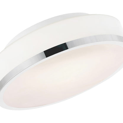 CWI Frosted 2 Light Drum Flush Mount, Satin Nickel/Off White