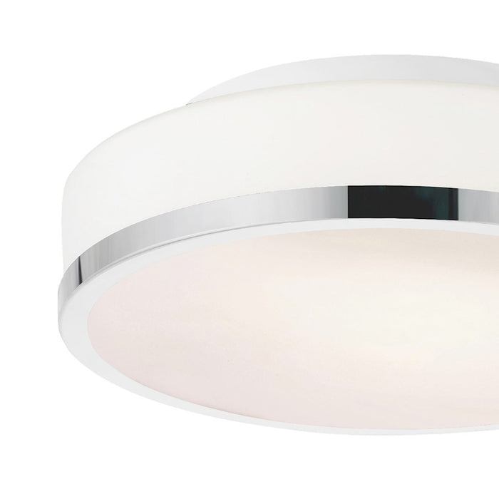 CWI Frosted 2 Light Drum Flush Mount, Satin Nickel/Off White