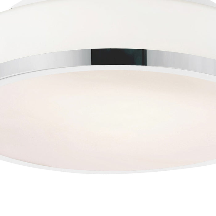 CWI Frosted 2 Light Drum Flush Mount, Satin Nickel/Off White