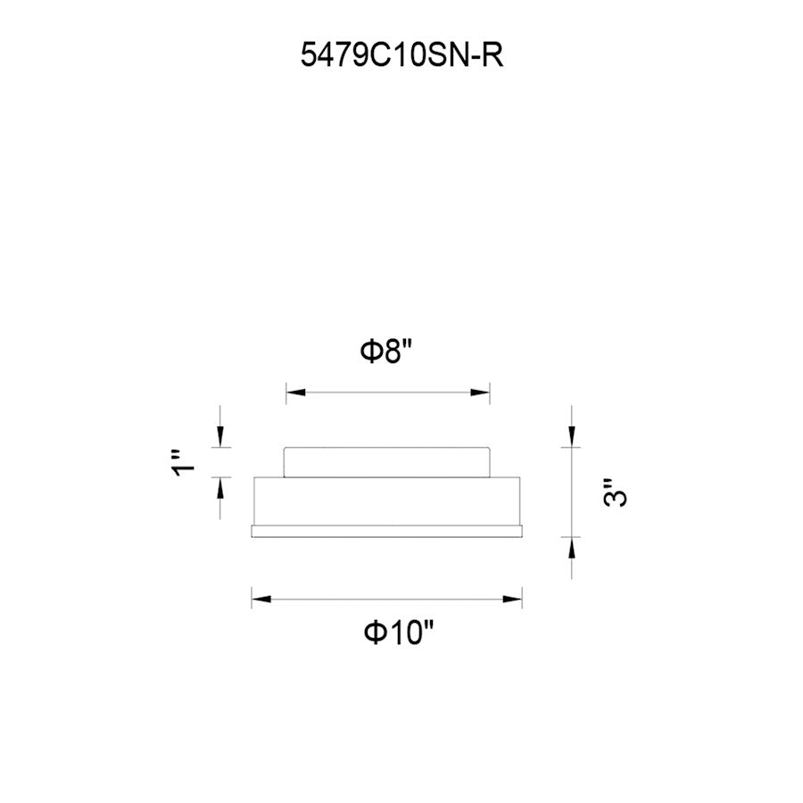 CWI Frosted 2 Light Drum Flush Mount, Satin Nickel/Off White