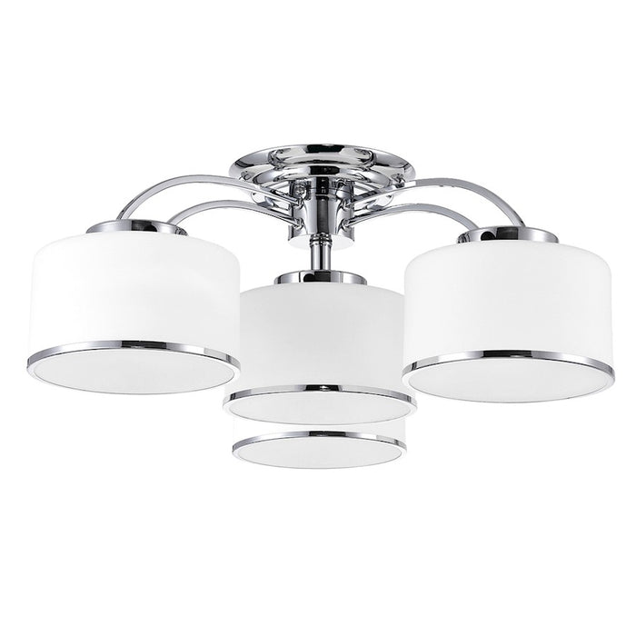 CWI Frosted 4 Light Drum Shade Flush Mount, Chrome/Off White