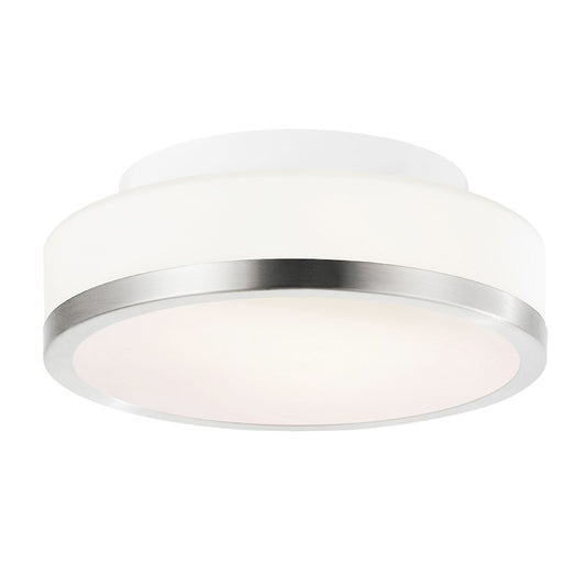 CWI Frosted 1 Light Drum Flush Mount, Satin Nickel/Off White - 5479C8SN-R