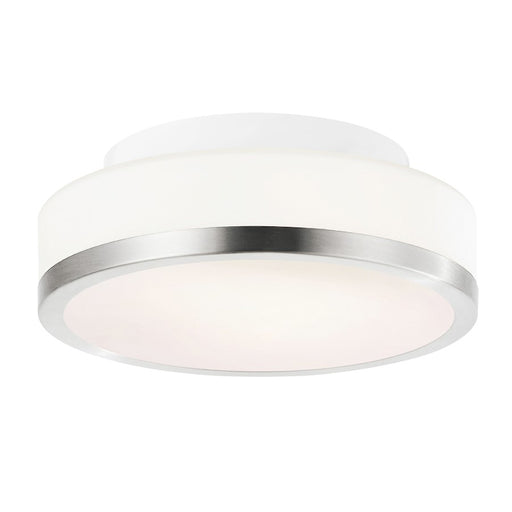 CWI Frosted 1 Light Drum Flush Mount, Satin Nickel/Off White - 5479C8SN-R
