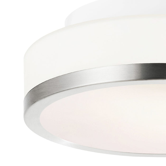 CWI Frosted 1 Light Drum Flush Mount, Satin Nickel/Off White