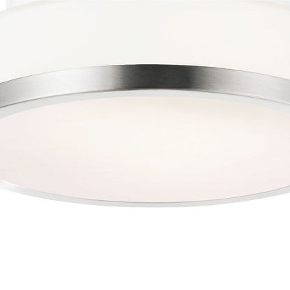 CWI Frosted 1 Light Drum Flush Mount, Satin Nickel/Off White