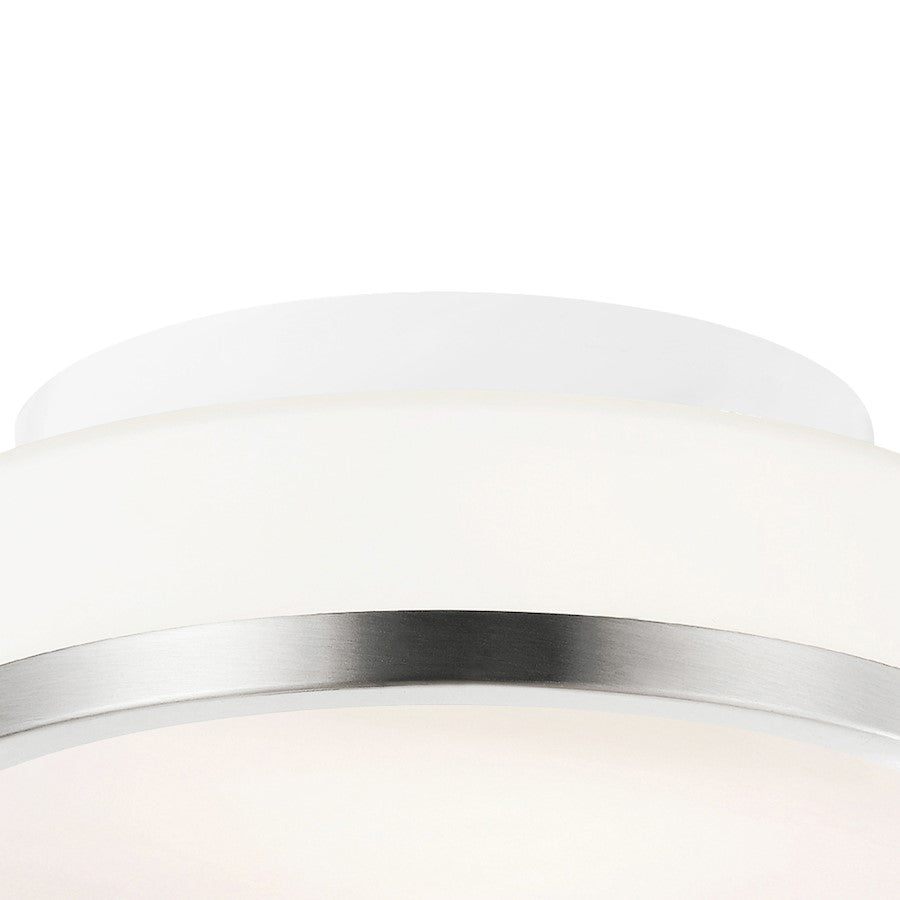 CWI Frosted 1 Light Drum Flush Mount, Satin Nickel/Off White