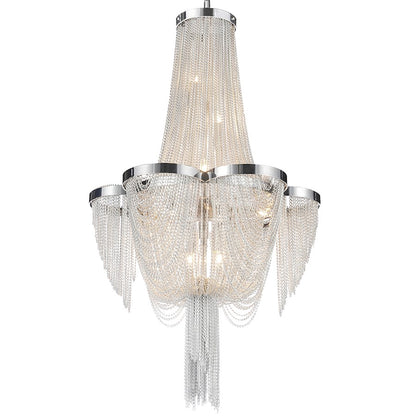 7 Light Down Chandelier, Chrome