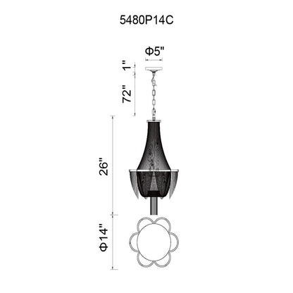 7 Light Down Chandelier, Chrome