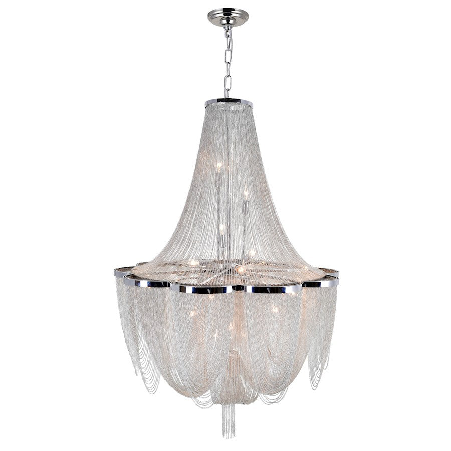 10 Light Down Chandelier, Chrome