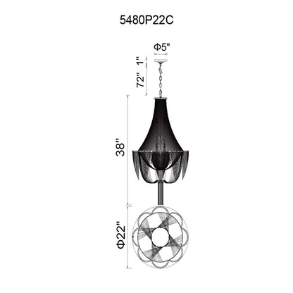 10 Light Down Chandelier, Chrome