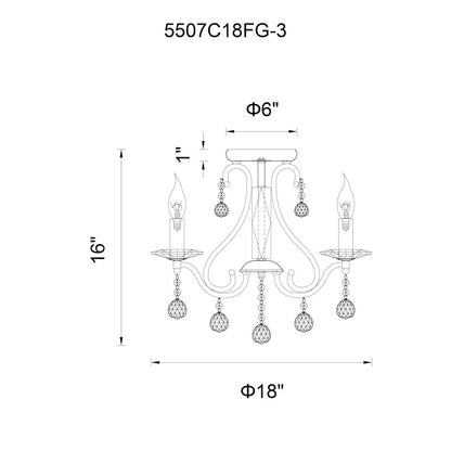 CWI Lighting Valentina 3 Light Flush Mount, Chrome