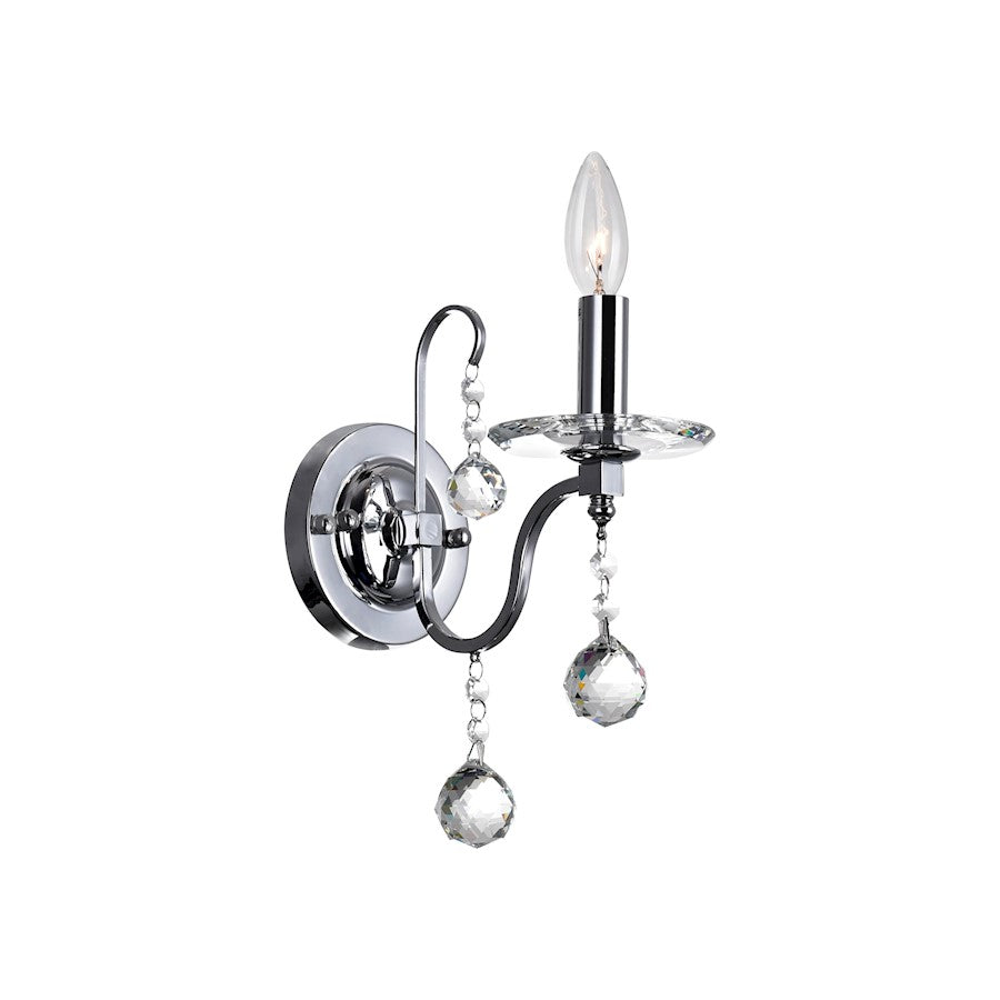 CWI Lighting Valentina 1 Light Wall Light, Chrome - 5507W5C-1