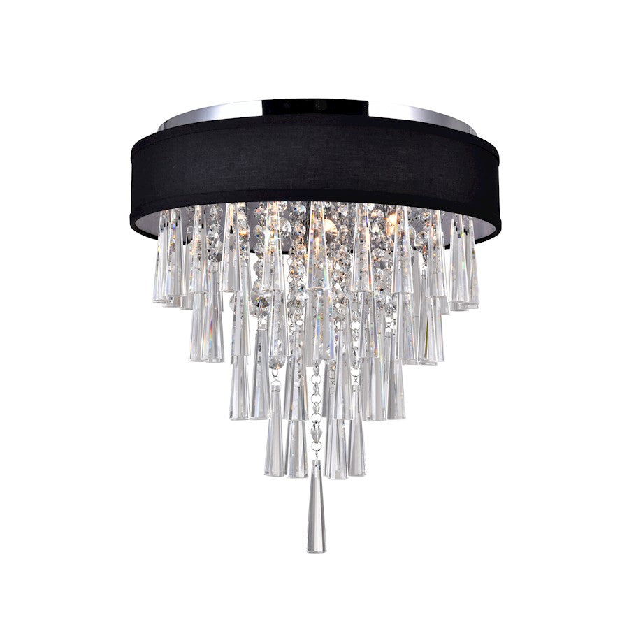 CWI Lighting Franca 4 Light Drum Shade Flush Mount, Black - 5523C16C-Black