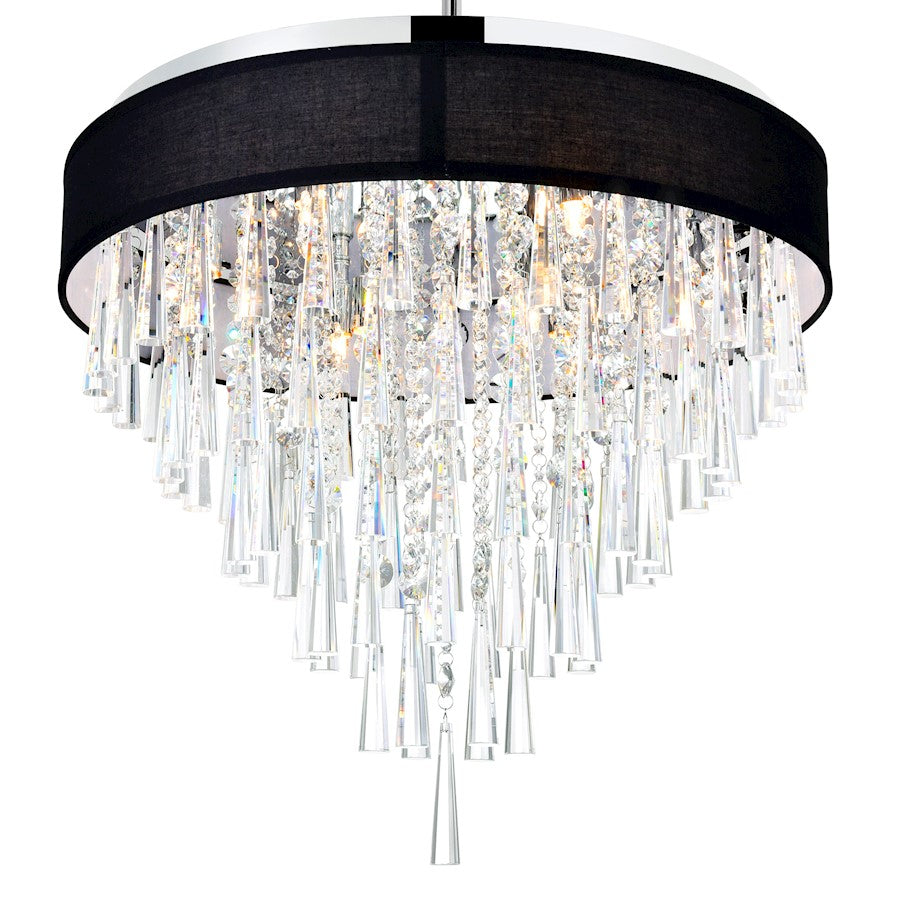 8 Light 22" Drum Shade Chandelier, Black