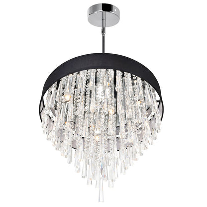 8 Light 22" Drum Shade Chandelier, Black