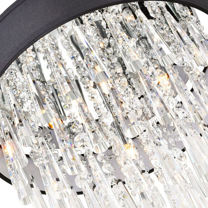 8 Light 22" Drum Shade Chandelier, Black