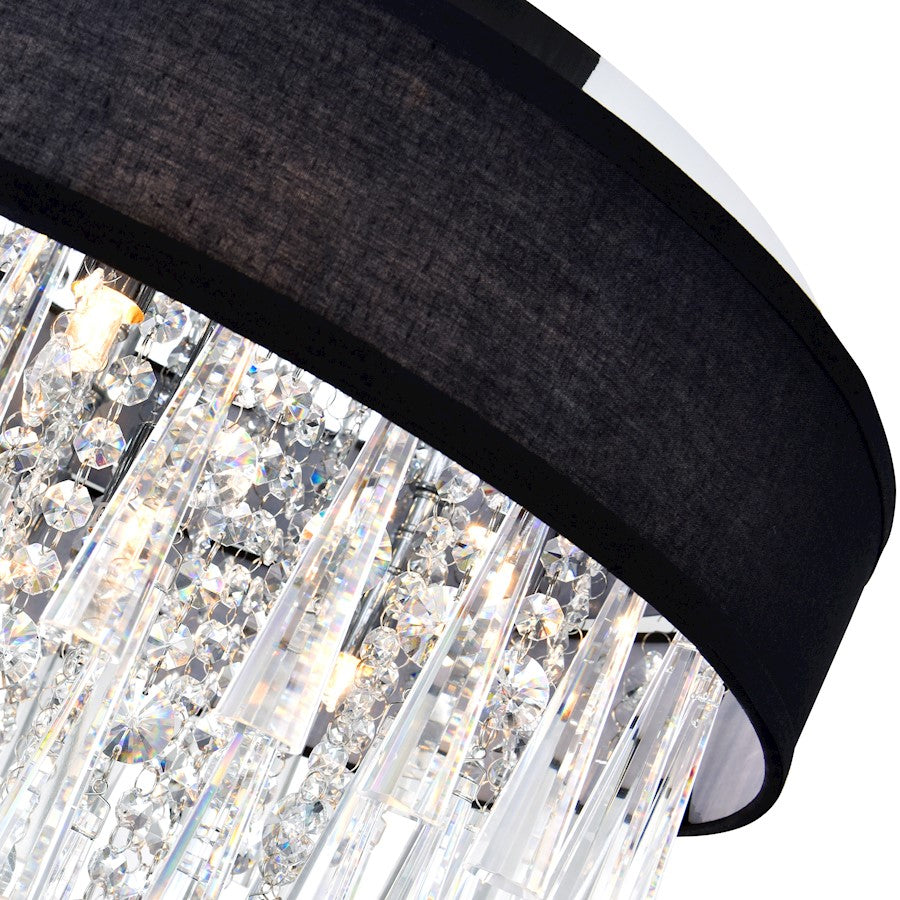 8 Light 22" Drum Shade Chandelier, Black