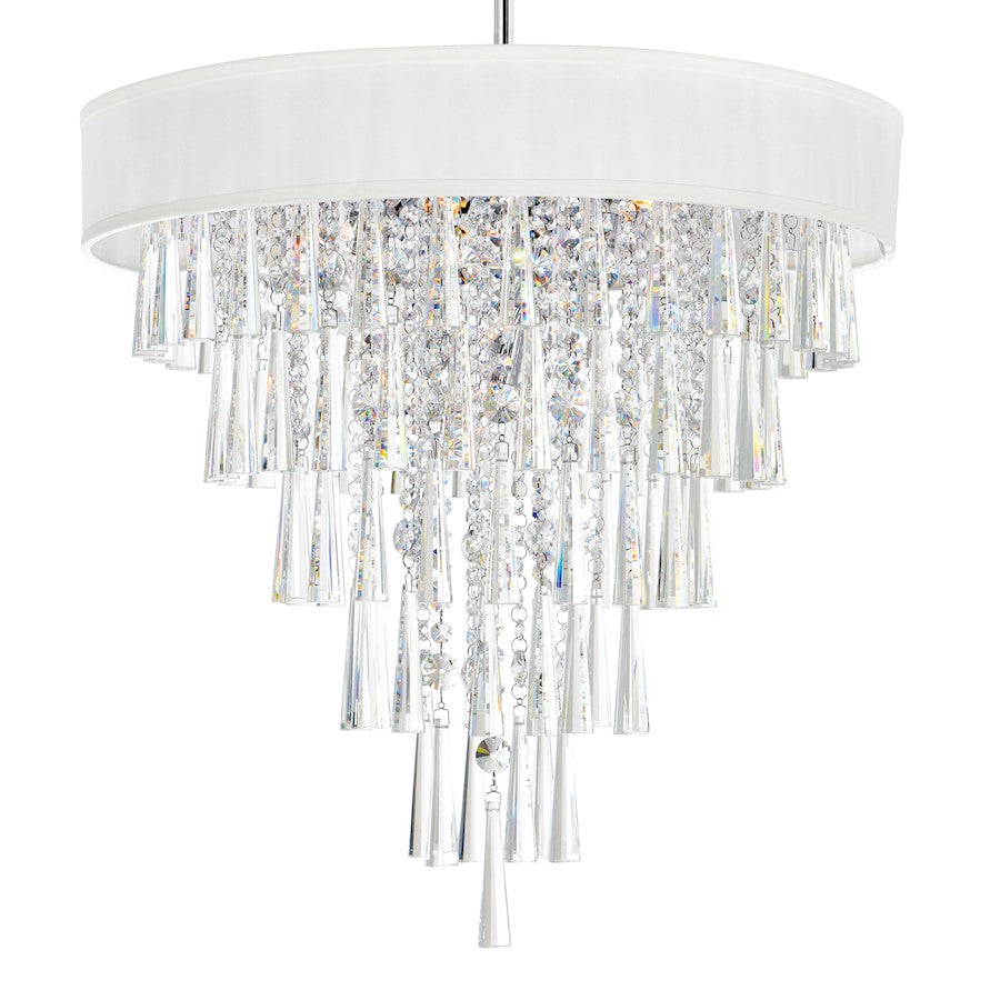 8 Light 22" Drum Shade Chandelier, Off White