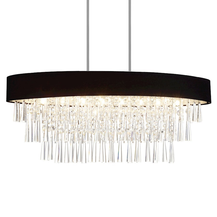 8 Light 38" Drum Shade Chandelier, Black