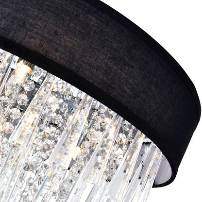 8 Light 38" Drum Shade Chandelier, Black