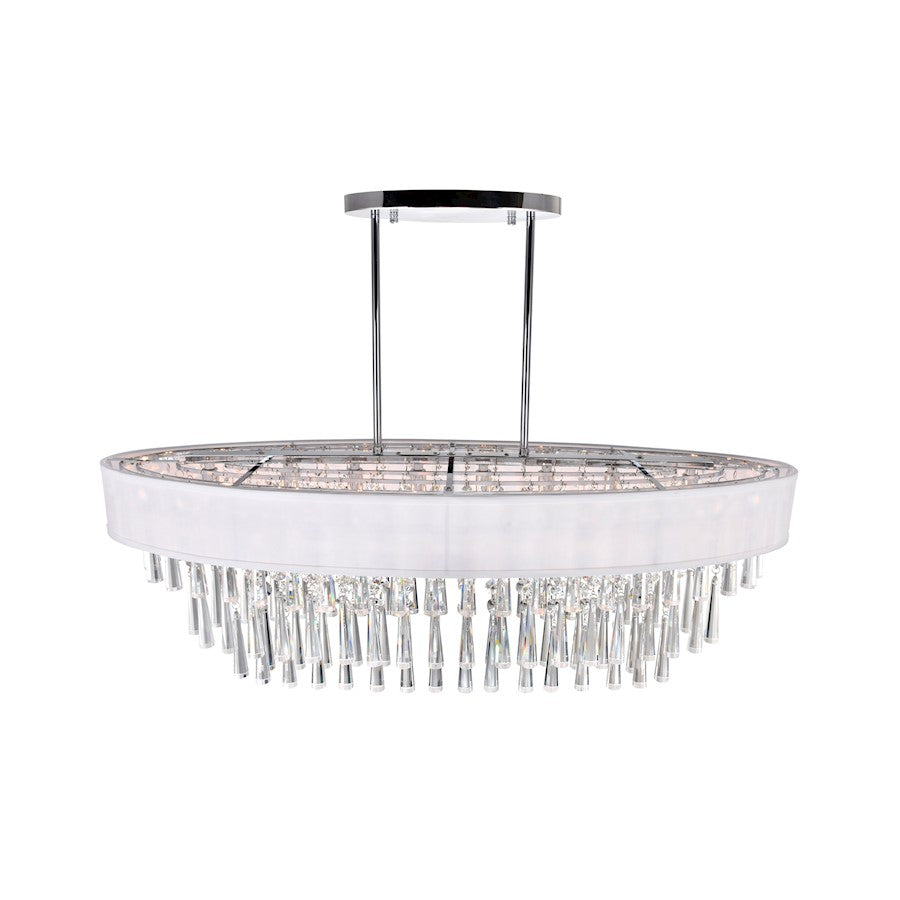 8 Light Drum Shade Chandelier, Off White