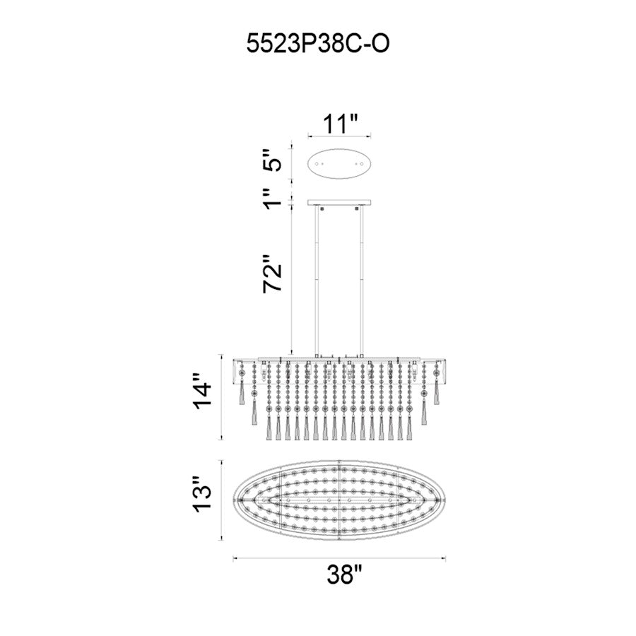 8 Light Drum Shade Chandelier, Off White