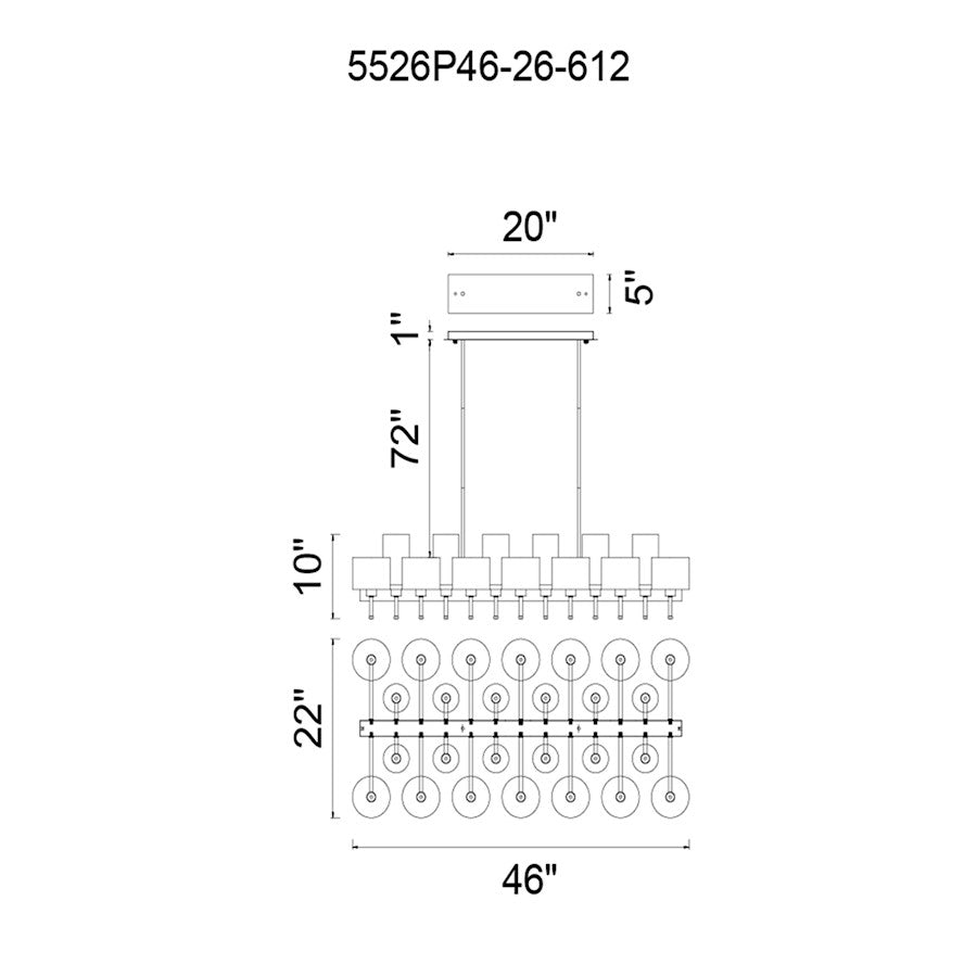 26 Light Up Chandelier, Pearl Black