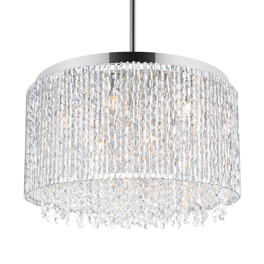 14 Light Drum Shade Chandelier, Chrome