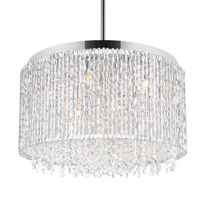 14 Light Drum Shade Chandelier, Chrome