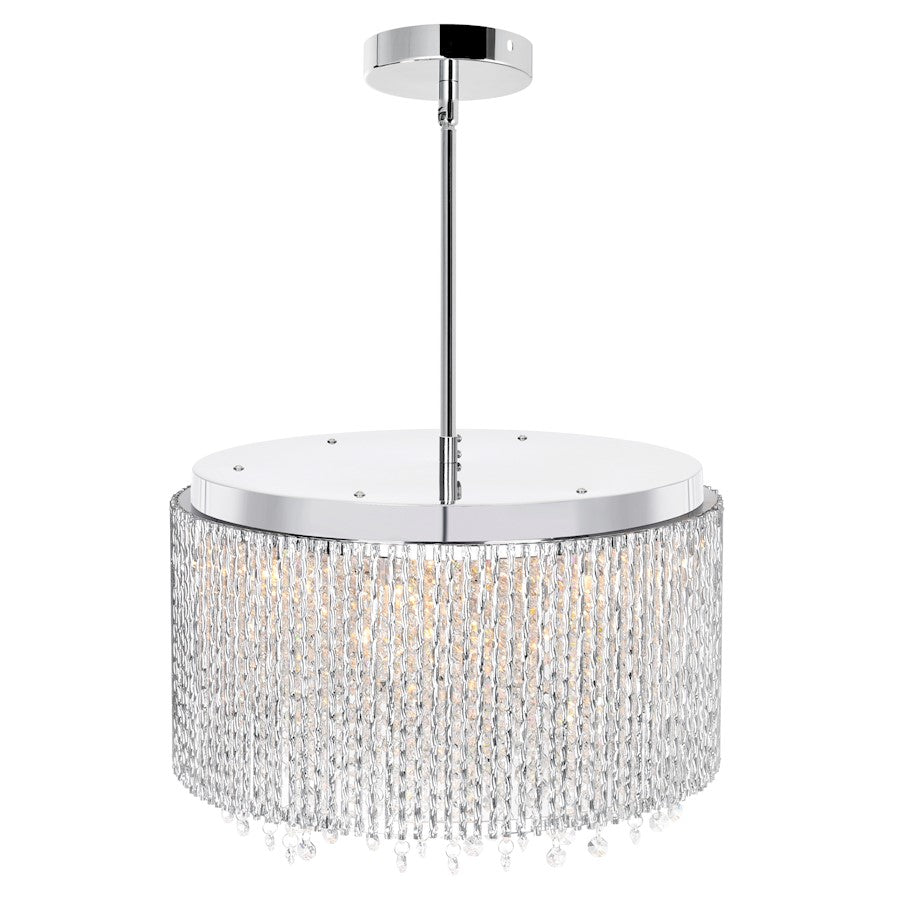 14 Light Drum Shade Chandelier, Chrome