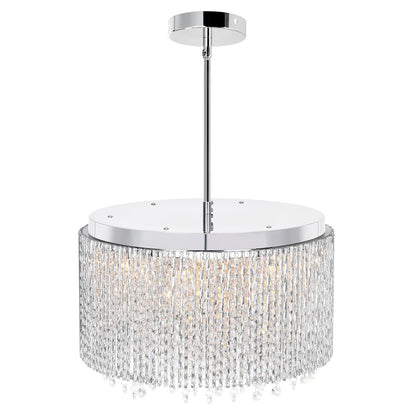 14 Light Drum Shade Chandelier, Chrome