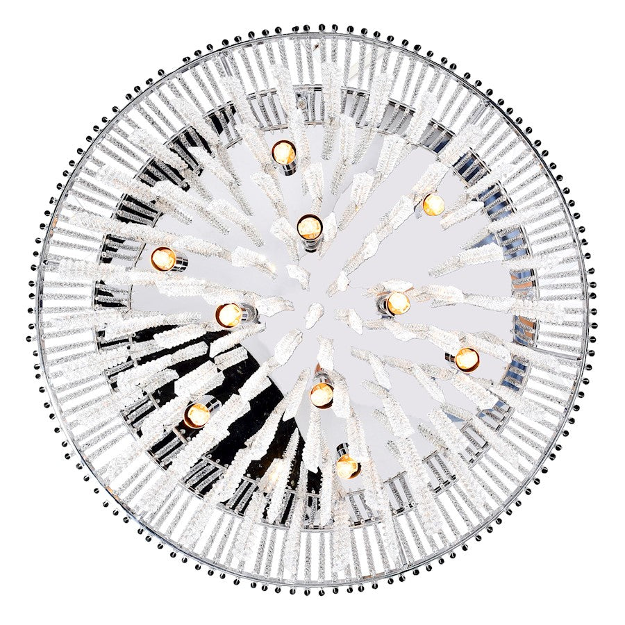 14 Light Drum Shade Chandelier, Chrome