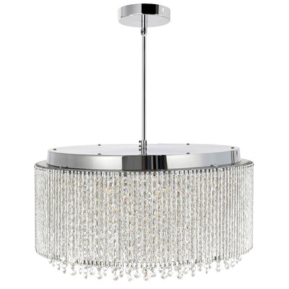 12 Light 20" Drum Shade Chandelier, Chrome