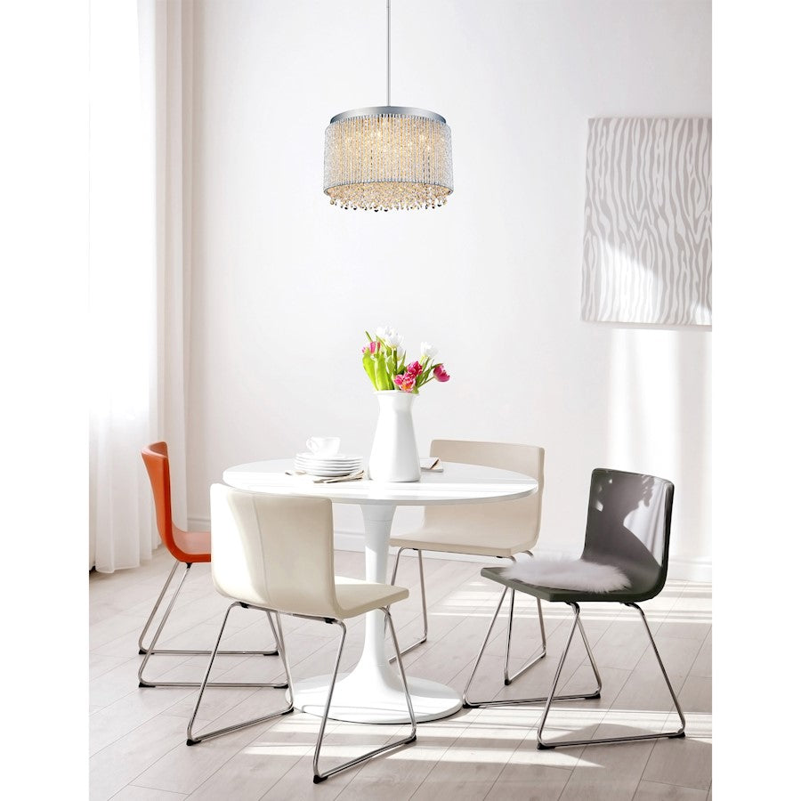 10 Light Drum Shade Chandelier, Chrome