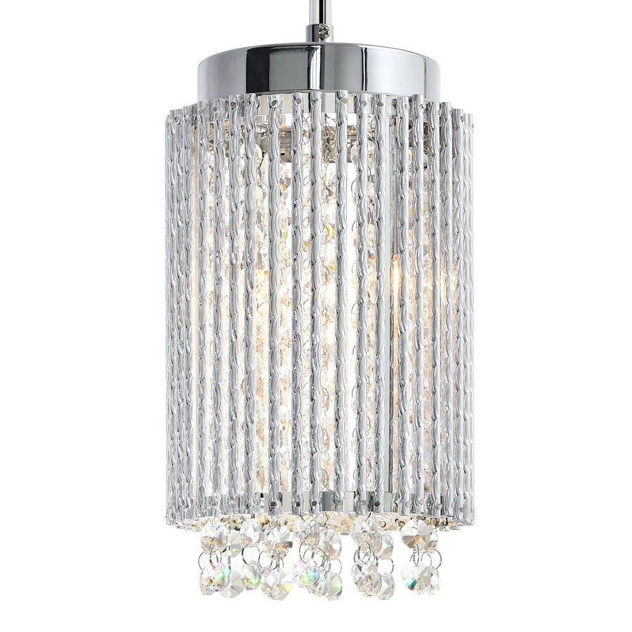 2 Light Drum Shade Mini Pendant, Chrome