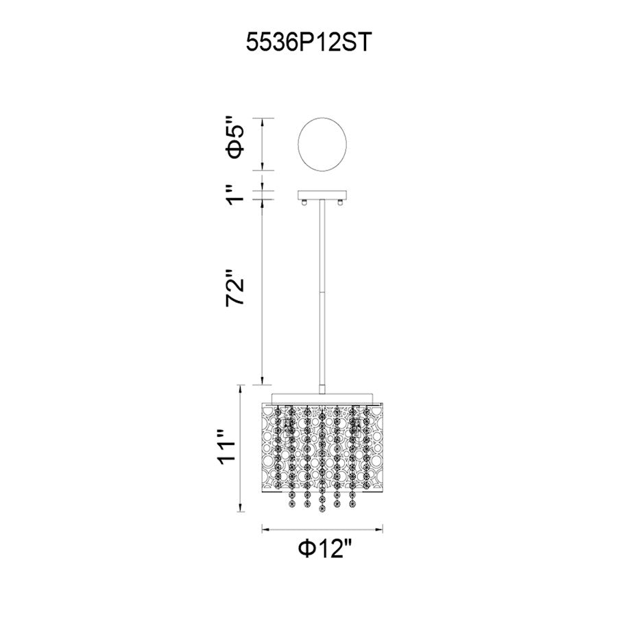 4 Light Drum Shade Mini Pendant, Stainless Steel